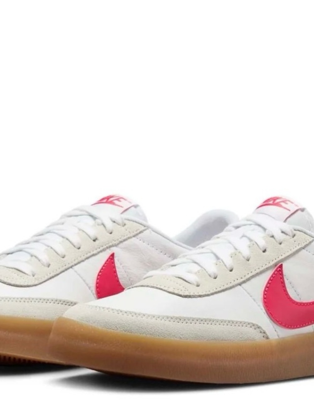 Nike Killshot White Sneakers Hot Pink Swoosh and Gum Sole Women’s 8, Men 6.5